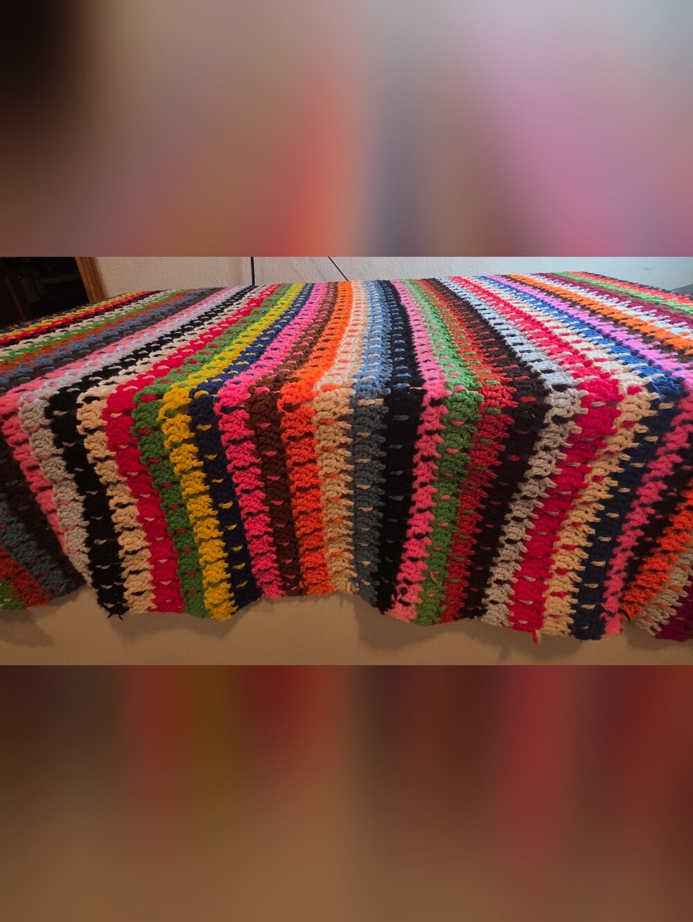 Multicolor Crochet Afghan Throw Blanket 62" x 41